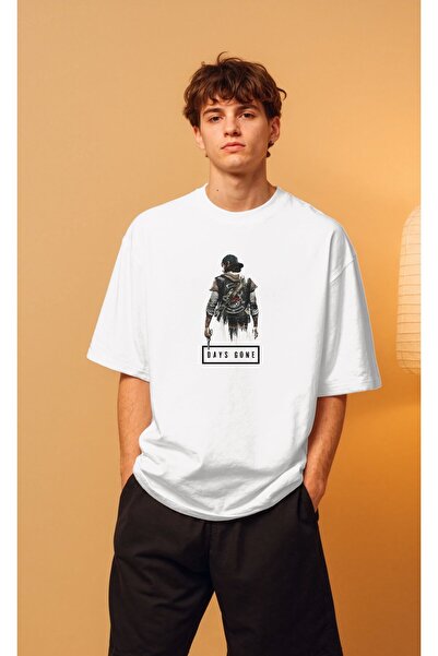 buzagi Days Gone Oversize Unisex White T-Shirt