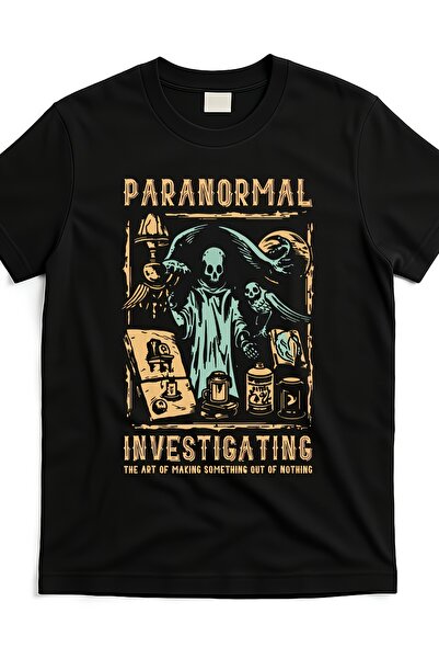 23 nisan Men' Paranormal Investigator T-Shirt Retro Hunting Design with Skull...