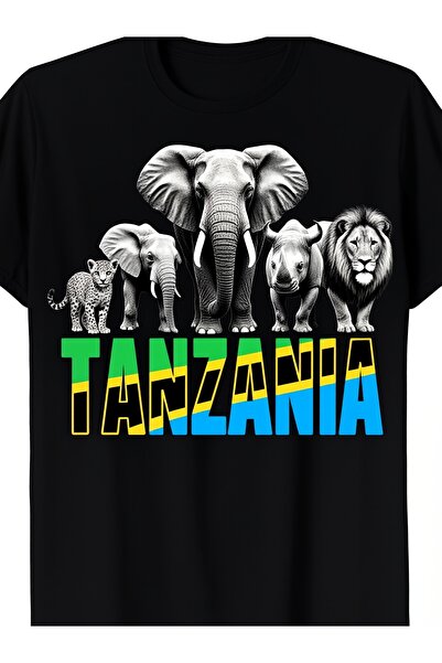 NOURAM Men'S Big 5 Wildlife Design Tanzania Safari 2 Retro Casual Short-Sleev...