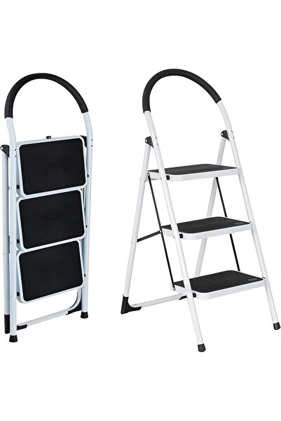 Cady One 3 Step Folding Step Stool with Wide Anti-Slip Pedals Heavy Duty with...
