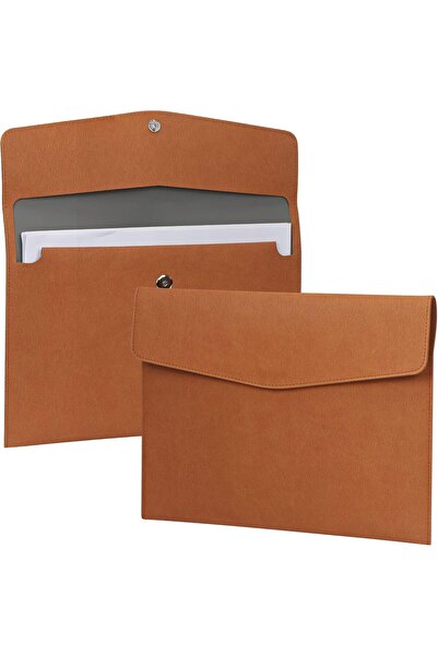 Arabest A4 PU Leather File Folder, Magnetic Snap Document Organizer, Brown Wa...
