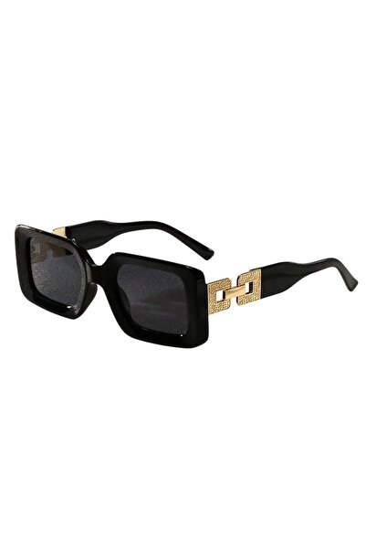 OEM Ochelari de soare dama, negru si auriu, model patrat