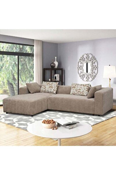 Danube Home أريكة سرير زاوية يسارية من قماش فيلورا - لون بني