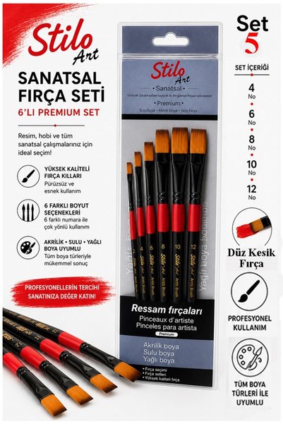 Artmaster Profesionalni set četkica za farbanje, 6 komada sa rezanim vrhovima...