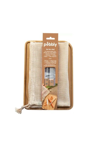 Pebbly Επιφάνεια Κοπής με Μαχαίρια & Ξεφλουδιστήρι (Σετ 4 τεμαχίων) NBA184 28...