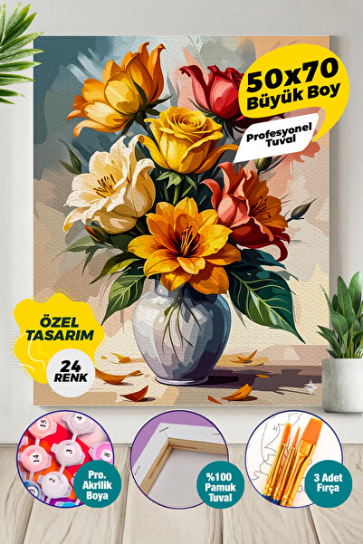 Picasso World Hobby Art Sonsuz Çiçekler Sayılarla Boyama Numaralı Tuval Seti ...