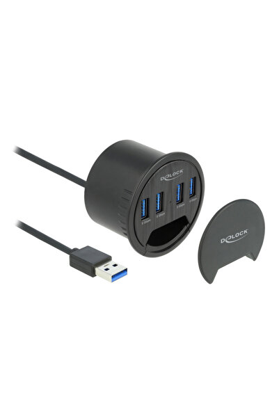 DELOCK USB hub 64153, 4x θυρών, 5Gbps, Φ60mm, USB σύνδεση, μαύρο