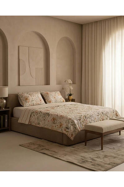 REDTAG Ivory 3 Piece Floral Printed Quilt (Queen Size)