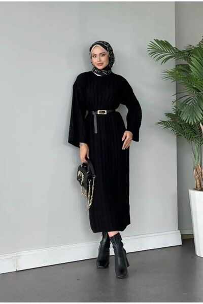 DAĞON'S SAÇ ÖRGÜLÜ UZUN ELBİSE 130 cm