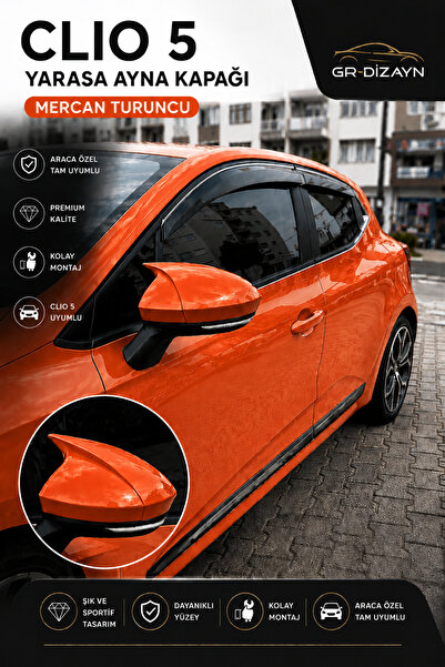GR-Dizayn RENAULT CLİO 5 2019+ ARACA ÖZEL BOYALI YARASA AYNA KAPAĞI A+ (MERCA...