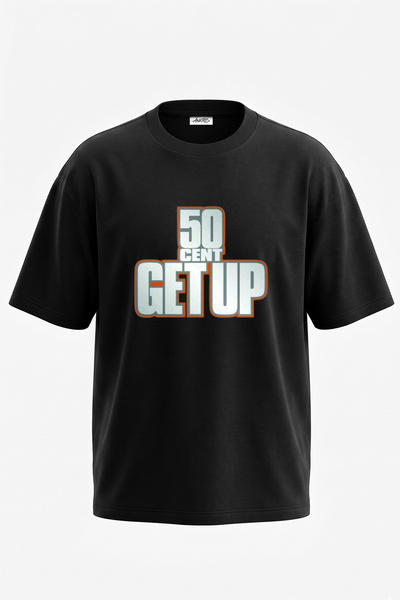 Anetos 50 Cent Get Up dizajn, štampana unisex majica velikog kroja, crna
