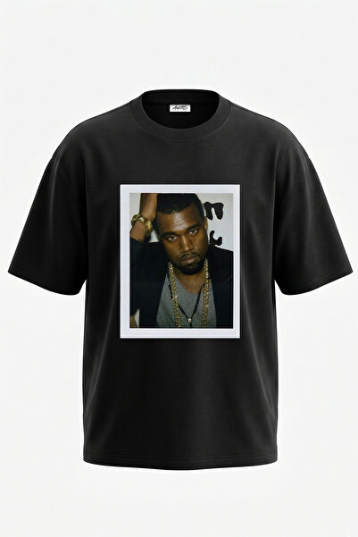 Anetos Kanye West_47 Design Printed Unisex Oversize Black Tshirt