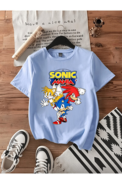 MAGORS Sonic the Hedgehog New Season Printed Circular Neck Cotton Short Sleev...
