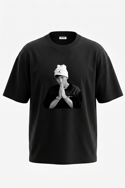 Anetos Eminem_47 Design Printed Unisex Oversize Black Tshirt