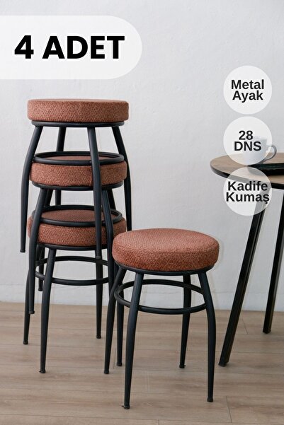 Orysa Design TB-1 Puf, Tabure, Mutfak Taburesi 4 Adet, Kahverengi