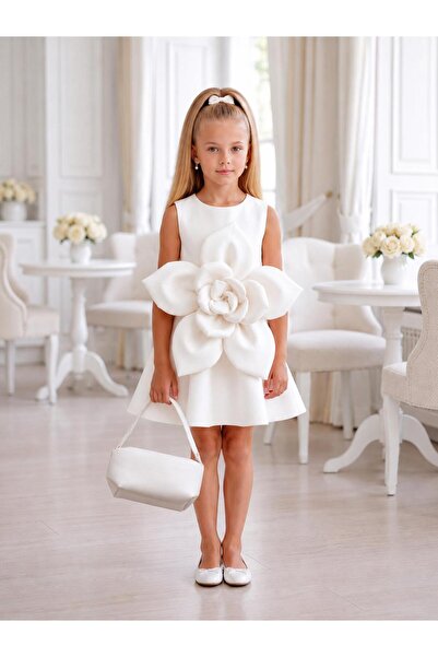 aykidsclup Girl's 3D Flower Detailed Bag Dress 1923B