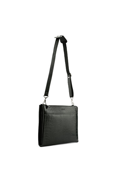 Orez Madrid Unisex Genuine Leather Crocodile-Embossed Shoulder Bag with Slim ...