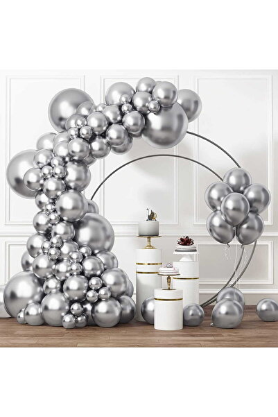 suprizegift Gray Metallic Balloons, Pack of 10