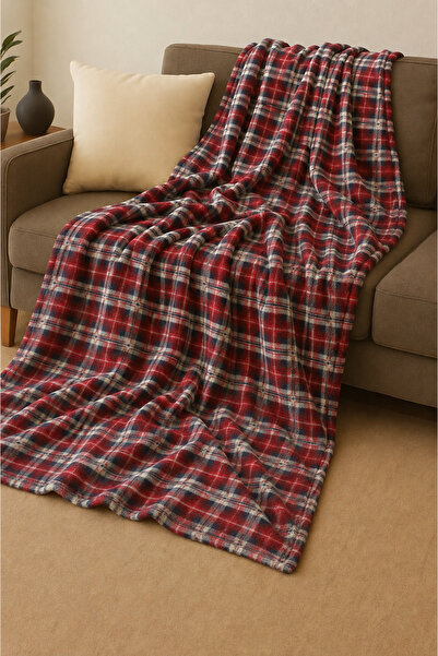 LinaByUgurr Red Plaid Fleece Tv Blanket 100X180 cm Single Plush Tv Blanket