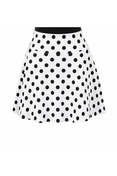 sayina Polka Dot Flared High Waist Skirt with Shorts