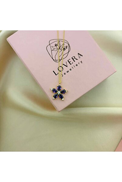 Lovera Jewellery 925 Ayar Gümüş Sertifikalı 14K Gold Renk Lotus Çiçeği Kolye
