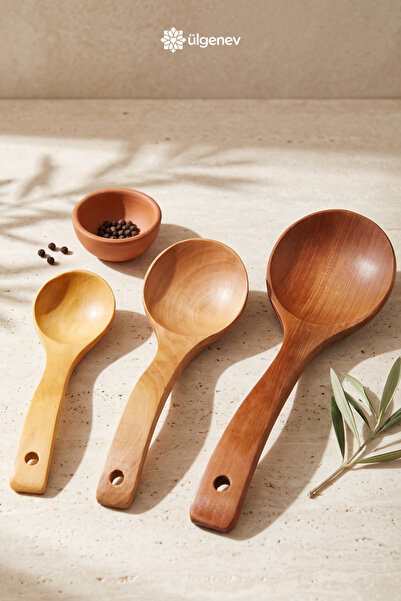 Ülgenev 3-Piece Bamboo Wooden Spoon Set Serving Ladle Sauce Soup Stew Mixing ...