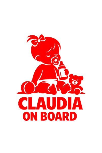 OEM Autocolant decorativ auto  "CLAUDIA LA BORD ", 10cm, Roșu
