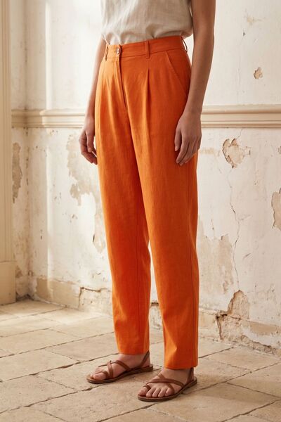 Hiccup My Fashion High Waist Straight Leg Crepe Trousers