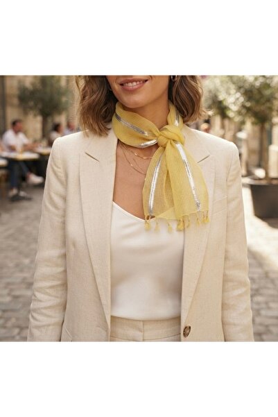 nazipek Striped Summer Shawl Summer Scarf Shawl Glittery 150X50 cm