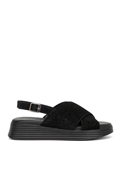Tergan Siyah Hakiki Süet Deri Kadın Sandalet - K26Y1SN68594-A01
