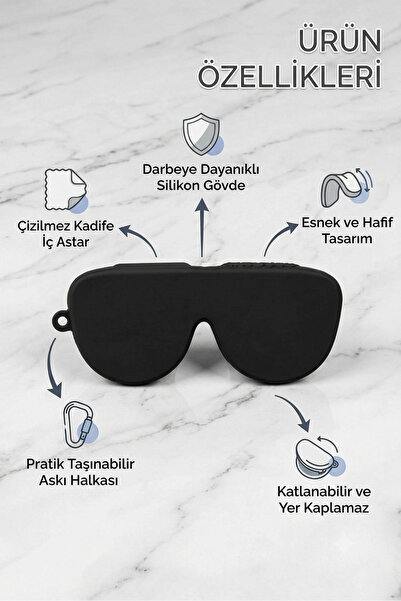 ENTAWOOD Güneş Gözlüğü ve Numaralı Siyah Silikon Gözlük Koruyucu Kılıf