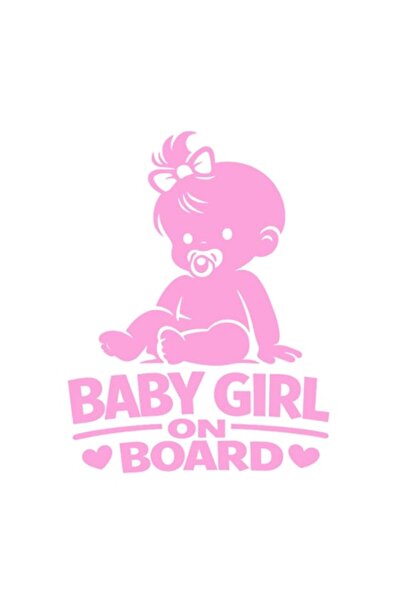 OEM Autocolant decorativ auto  "Fetiță la bord ", model 2, 10cm, Roz