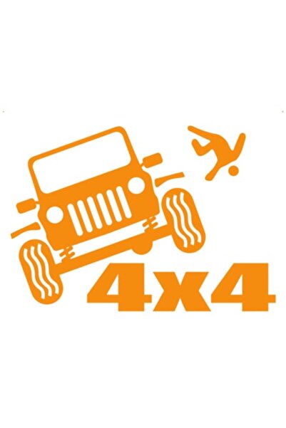 OEM Autocolant decorativ auto  "4x4 jeep off road ", 15cm, Portocaliu