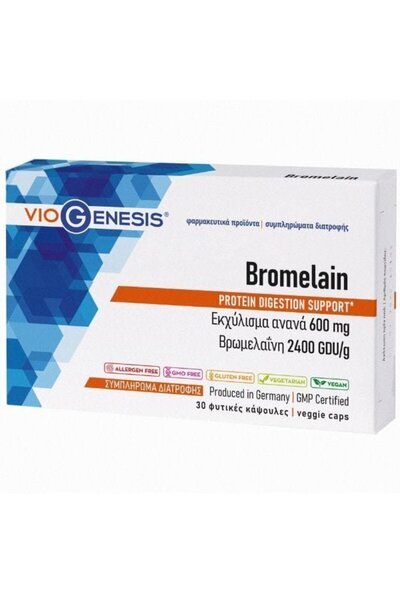 Viogenesis Bromelain 2400GDU/g, 30veg.caps