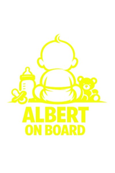OEM Autocolant decorativ auto  "ALBERT ON BOARD ", 15cm, Galben