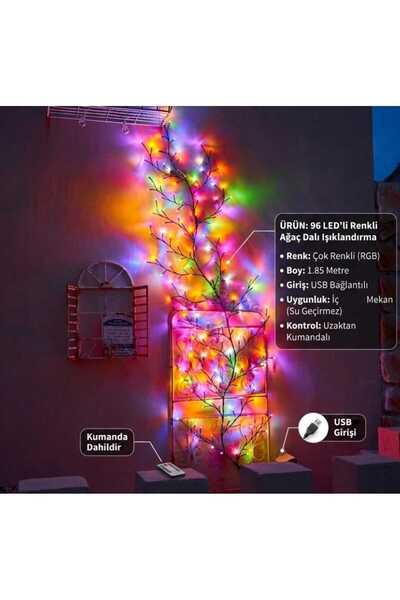 mr shopping MR 96 LED Ağaç Dalı Dekoratif LED Işık – 1.85 Metre USB Girişli K...