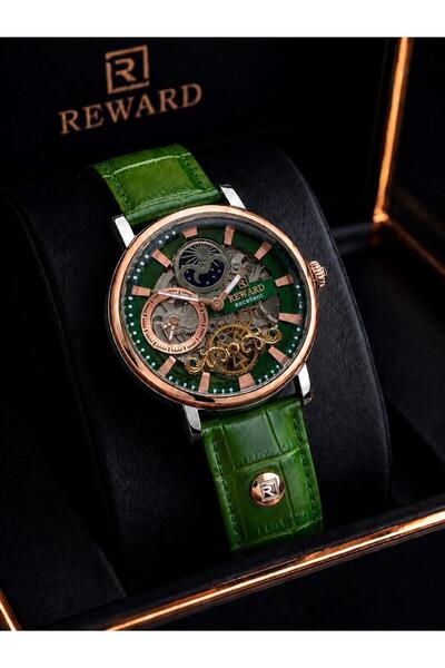 Reward Automatic Special Premium Leather Cord Men's Wristwatch 5 Atm Water Re...