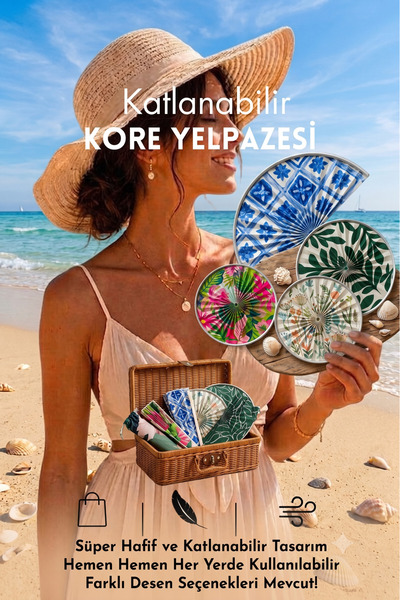 faveury Kore Yelpazesi Katlanabilir Mini Yuvarlak El Yelpazesi Çantalı Pratik...