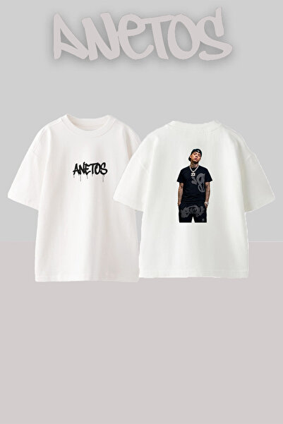 Anetos Central Cee_26 Σχέδιο με στάμπα Unisex Oversize Λευκό T-shirt