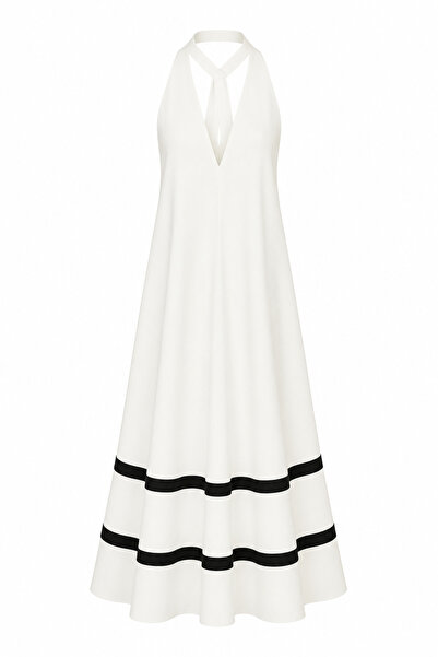 HAZELANNA Black Striped Dress with Back Detail