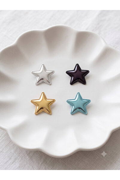 Jeevee Set of 4 Metallic Shiny Star Figured Hair Clips, Special for Babies wi...
