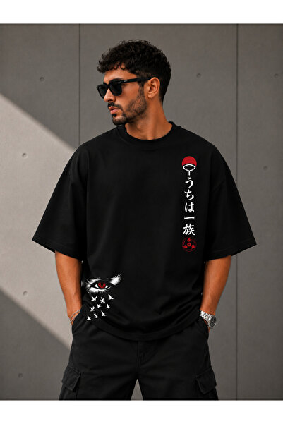 Nulivez Naruto Uchiha Clan Printed Oversize Unisex T-Shirt – Anime-Themed Sho...