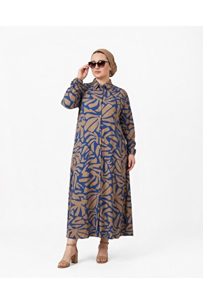 ELSEBUTİKTR Women's Plus Size Shirt Collar Buttoned Oversize Loose Cut Summer...