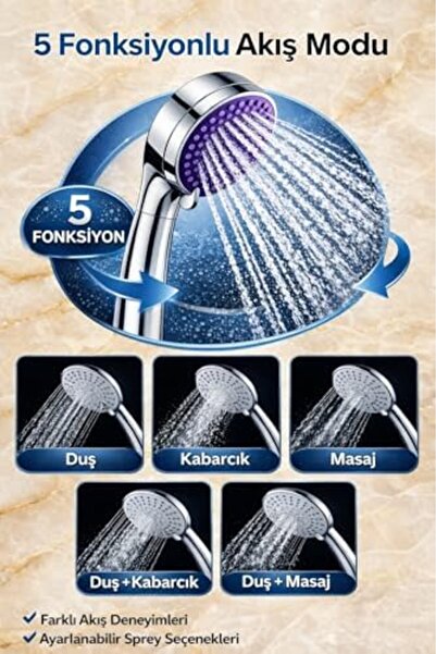Yıldızan Avelune Store Shower Set Adjustable Handheld Shower Head and 150 cm ...