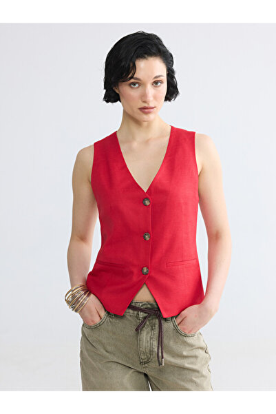 LC Waikiki Sparkling Choices V Planting Linen Blend Women's Classic Vest from...