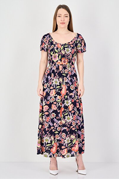 Willow & Whistle Women Floral Pattern Midi Casual Dress, Multicolor