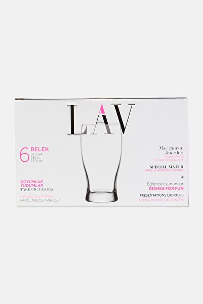 LAV 6 Pieces Classic Tulip Pint Glass 580 ml, Transparent