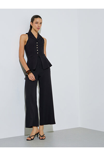 Styli Black Solid Wide Leg Pants