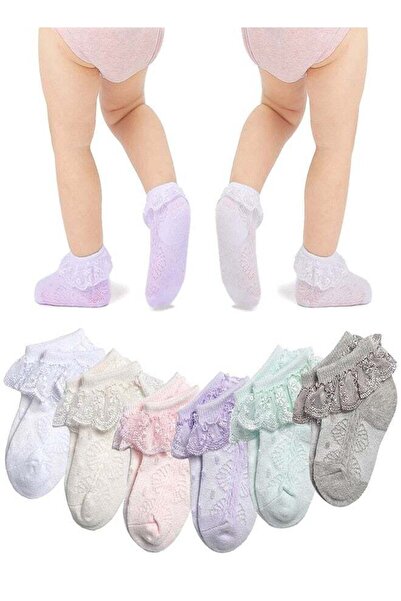 Arabest 6 Pairs Pack Baby Girl Lace Ruffle Socks,Eyelet Princess Dress Socks,...