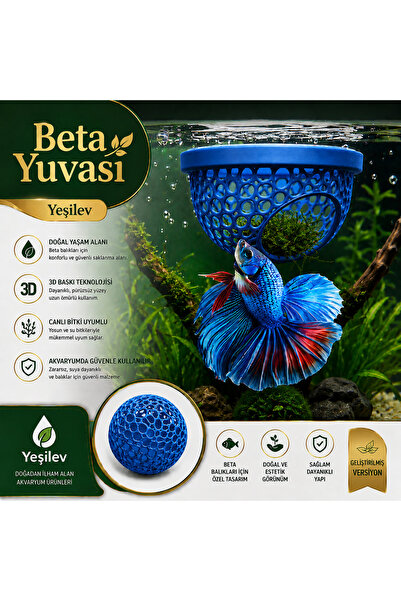 akvaryumlab Beta Fish Betta Resting Area & Breeding Nest (Blue Color)